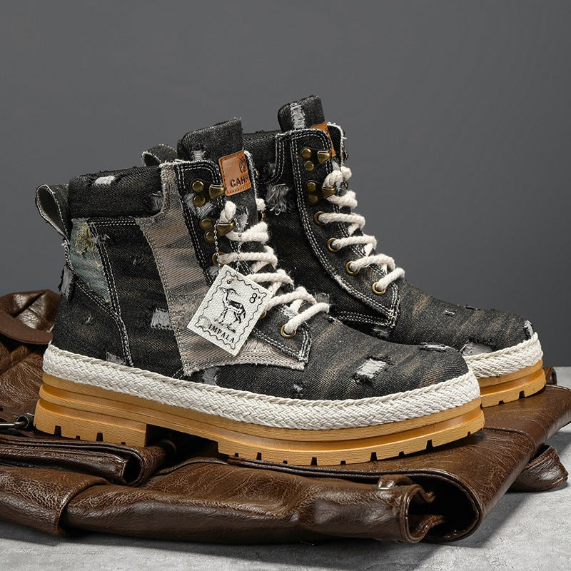 Men's High-top Boots Autumn Denim