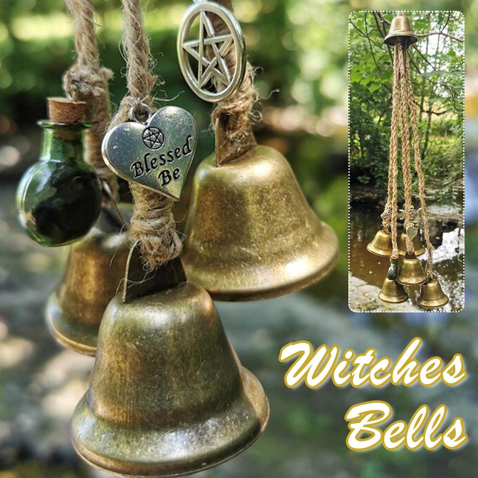 Good Luck Blessing Bells Evil Spirit Wind Chimes Witch 6 Bells Door Charm Decor Home Room Balcony Wind Chimes 24 Inch Vintage Bell For Wealth & Safe Success Ward Off Evil Protect Peace Home Garden Car Interiors