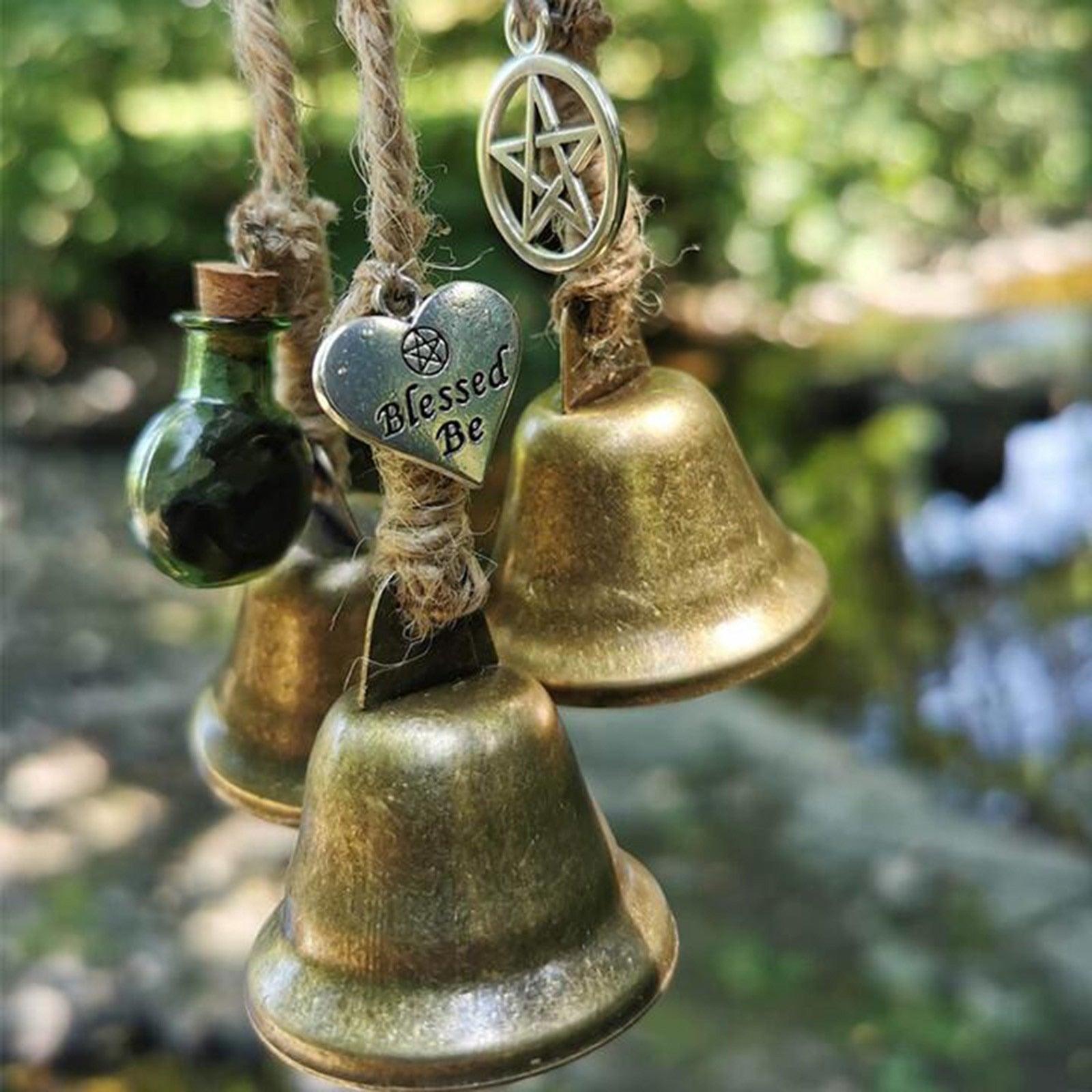 Good Luck Blessing Bells Evil Spirit Wind Chimes Witch 6 Bells Door Charm Decor Home Room Balcony Wind Chimes 24 Inch Vintage Bell For Wealth & Safe Success Ward Off Evil Protect Peace Home Garden Car Interiors