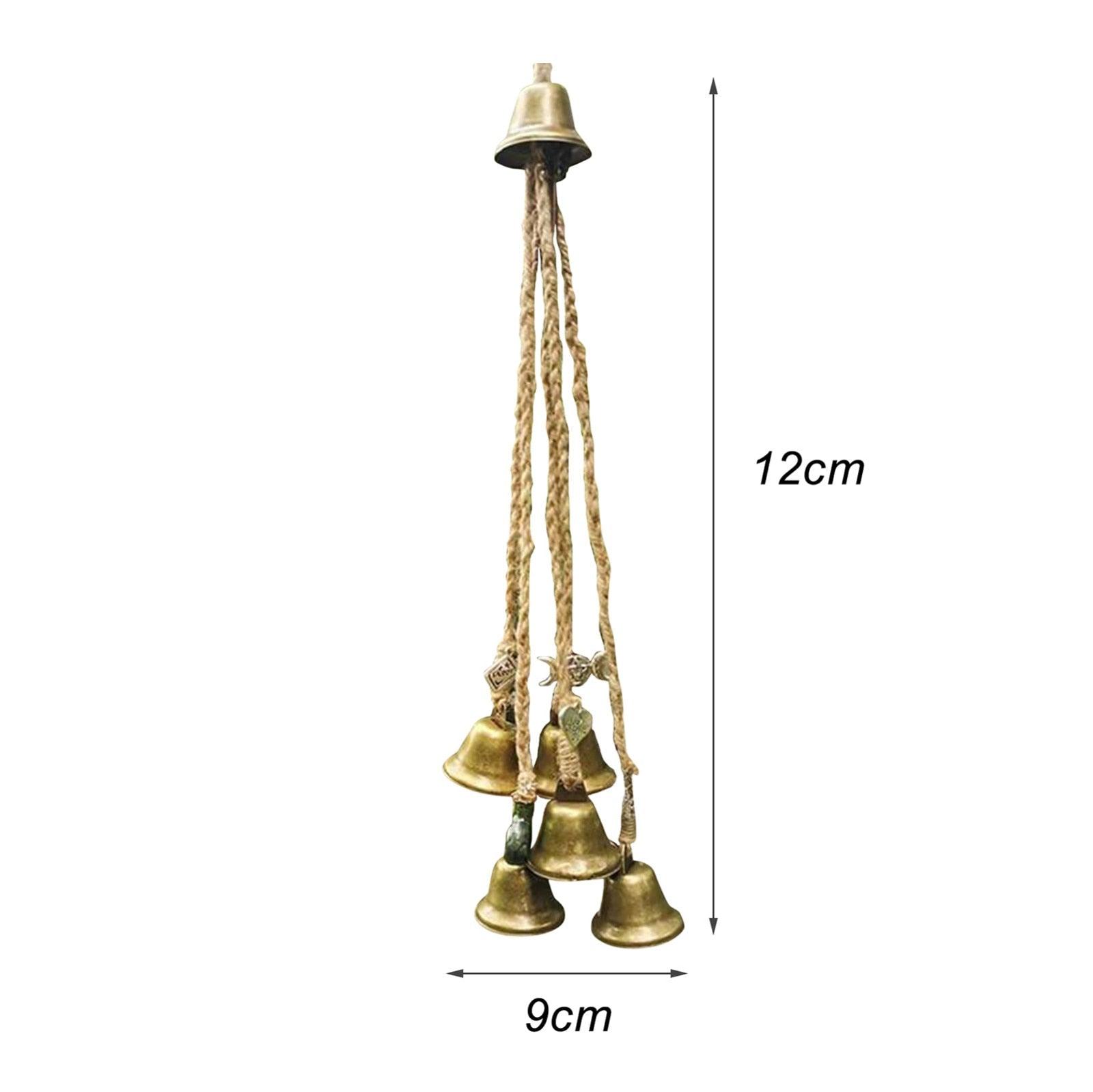 Good Luck Blessing Bells Evil Spirit Wind Chimes Witch 6 Bells Door Charm Decor Home Room Balcony Wind Chimes 24 Inch Vintage Bell For Wealth & Safe Success Ward Off Evil Protect Peace Home Garden Car Interiors