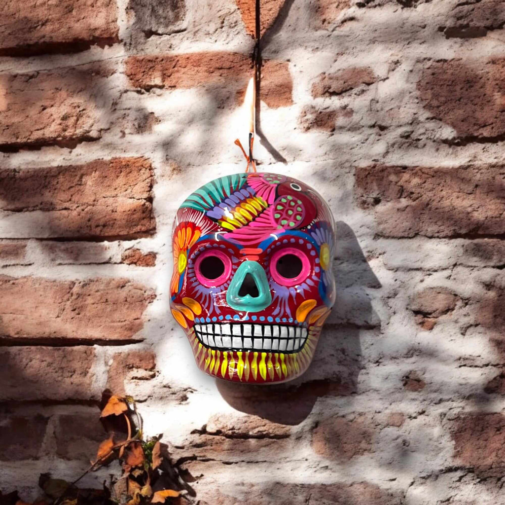 Colorful Calavera Skull | Hand-Painted Mexican Wall Art Decor