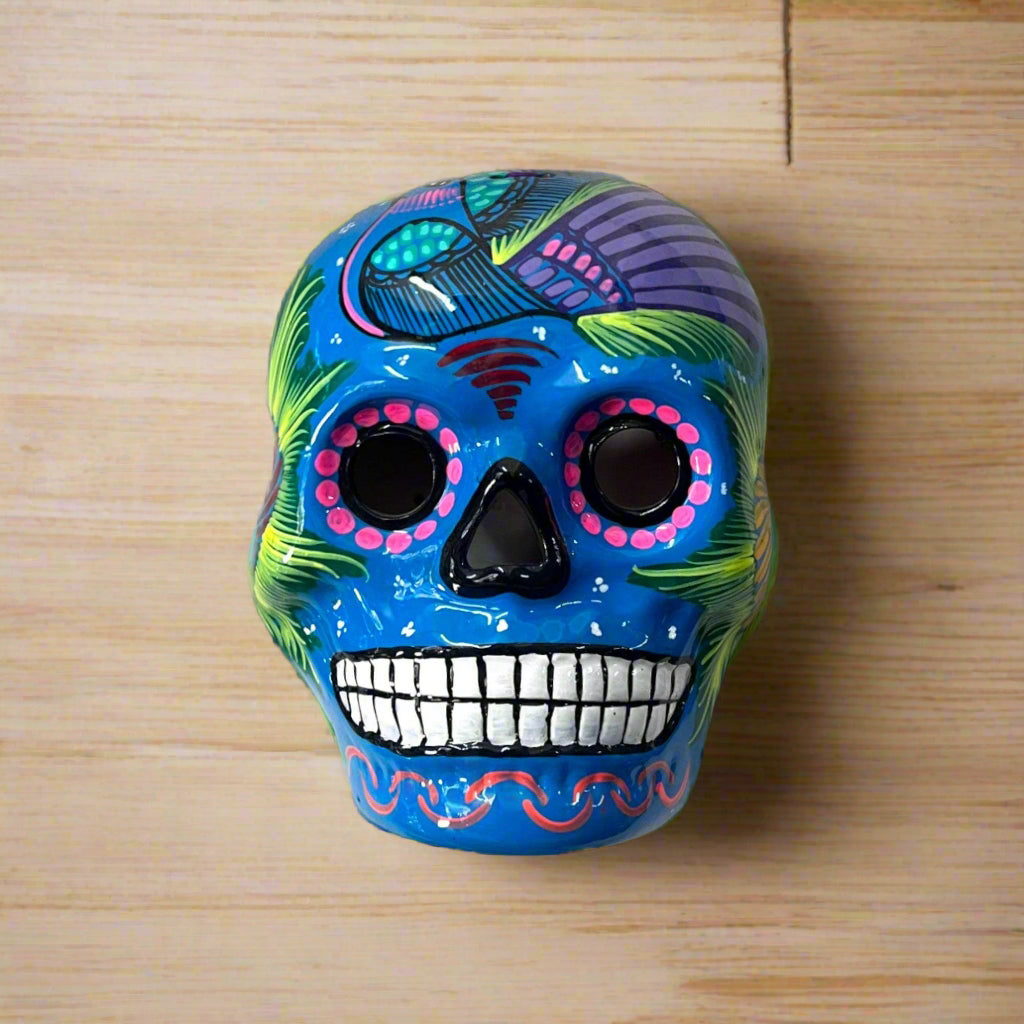 Colorful Calavera Skull | Hand-Painted Mexican Wall Art Decor