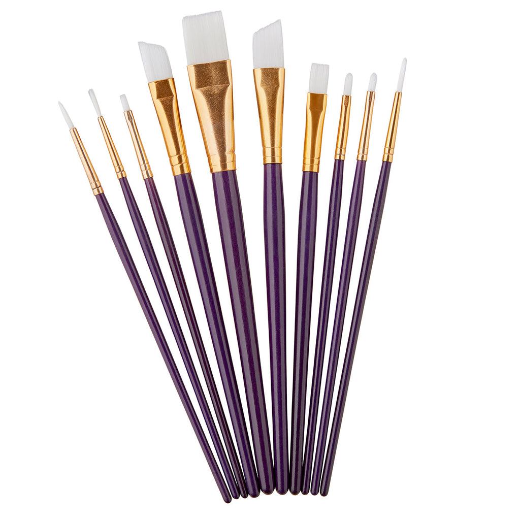 Studio White Nylon Brush Set - Acrylic & Watercolor - 10 pc