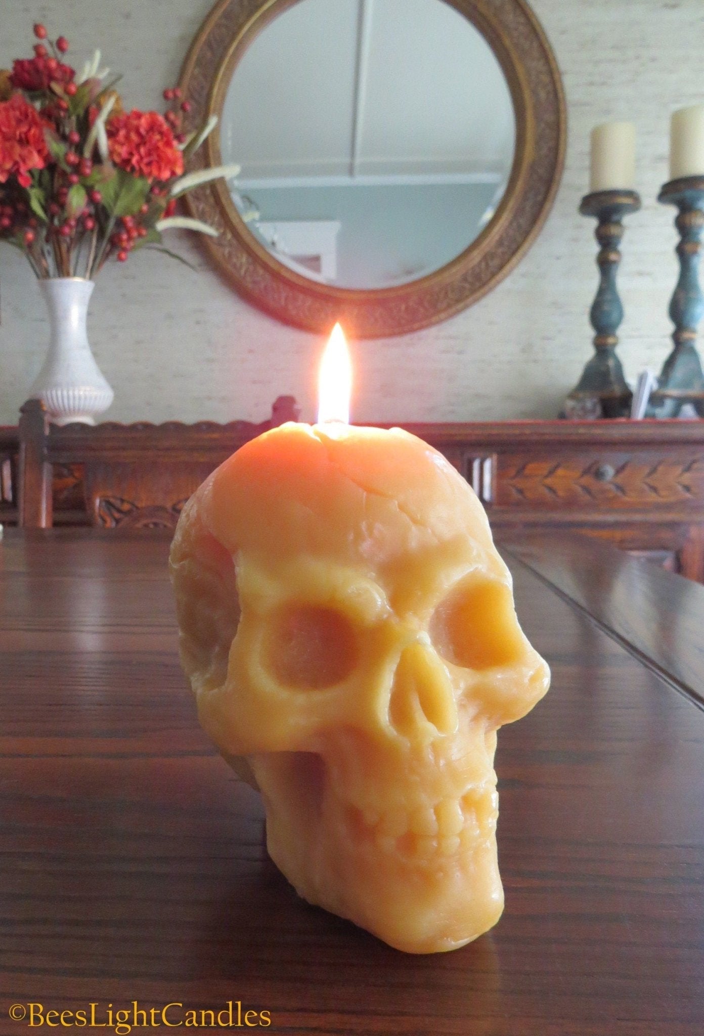 Large Skull Beeswax Candle (White or Yellow)