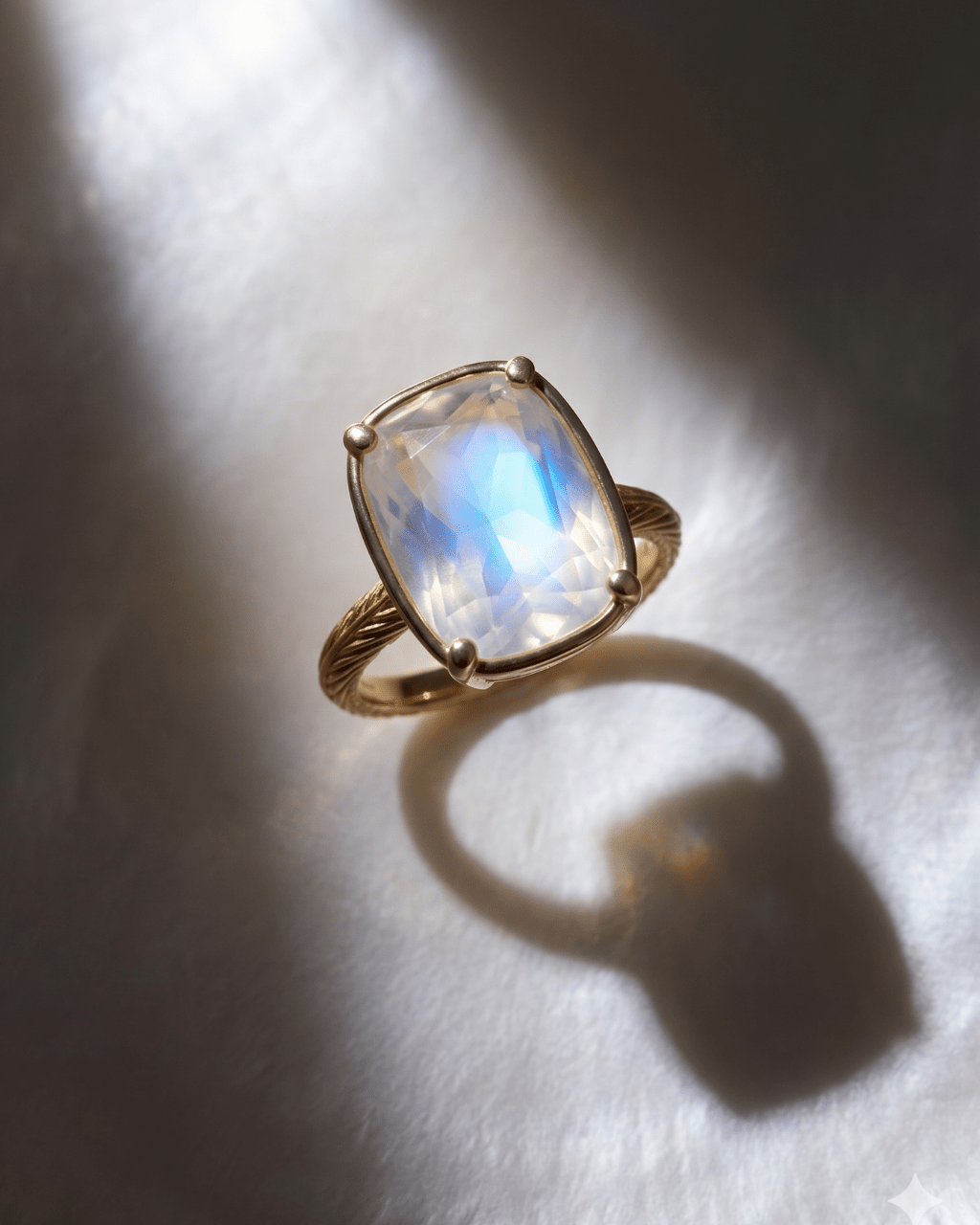 Sterling Silver Elongated Cushion Moonstone Cocktail Ring