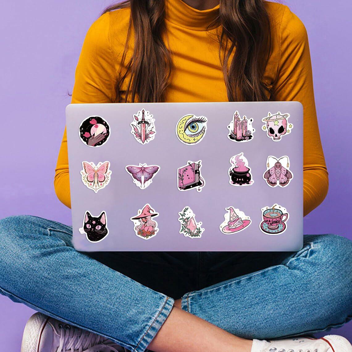 MKZ 50 PCS Waterproof Pink Witchy Stickers Vinyl Celestial Witchcraft
