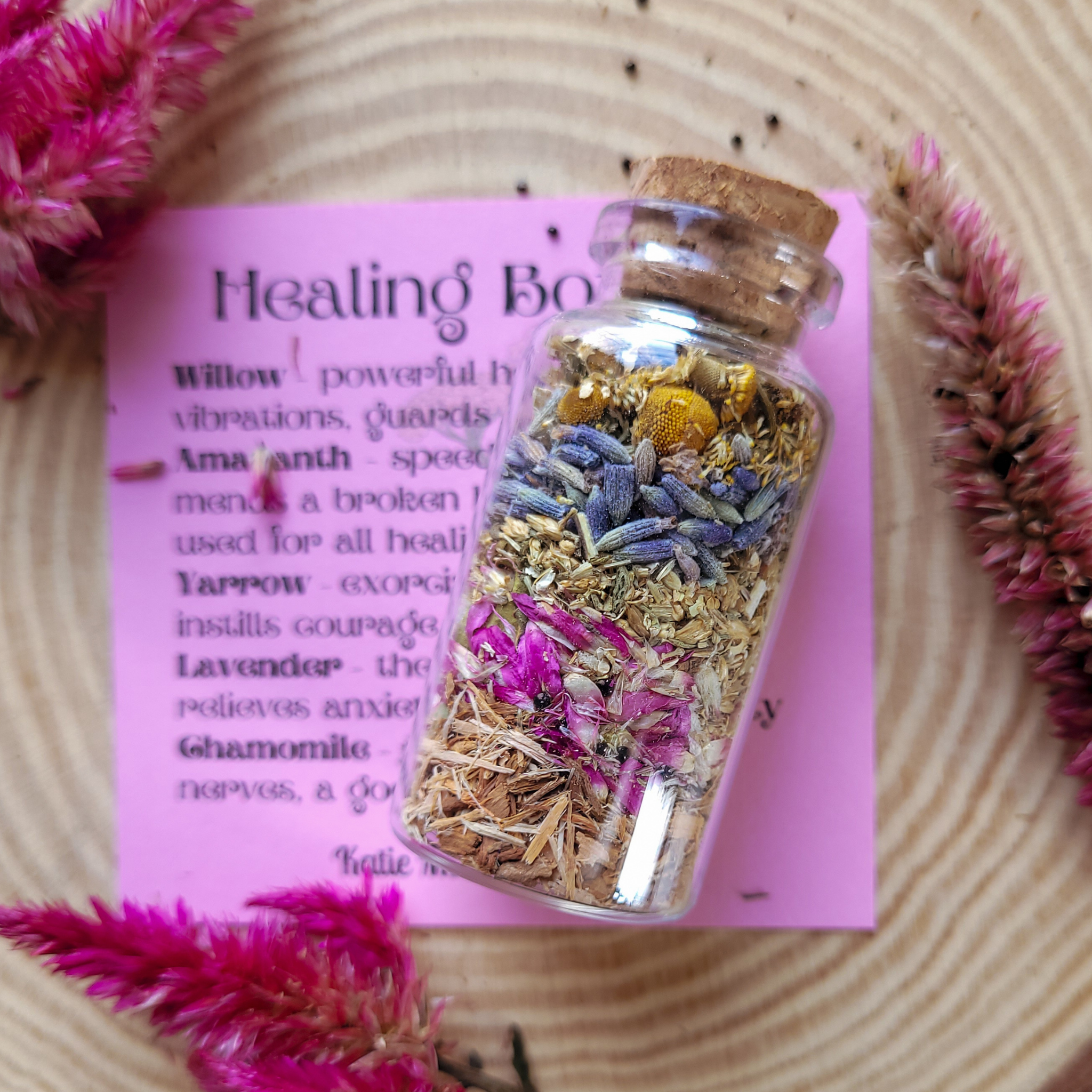 Healing Spell Bottle, Intention Setting for Healing and Calm