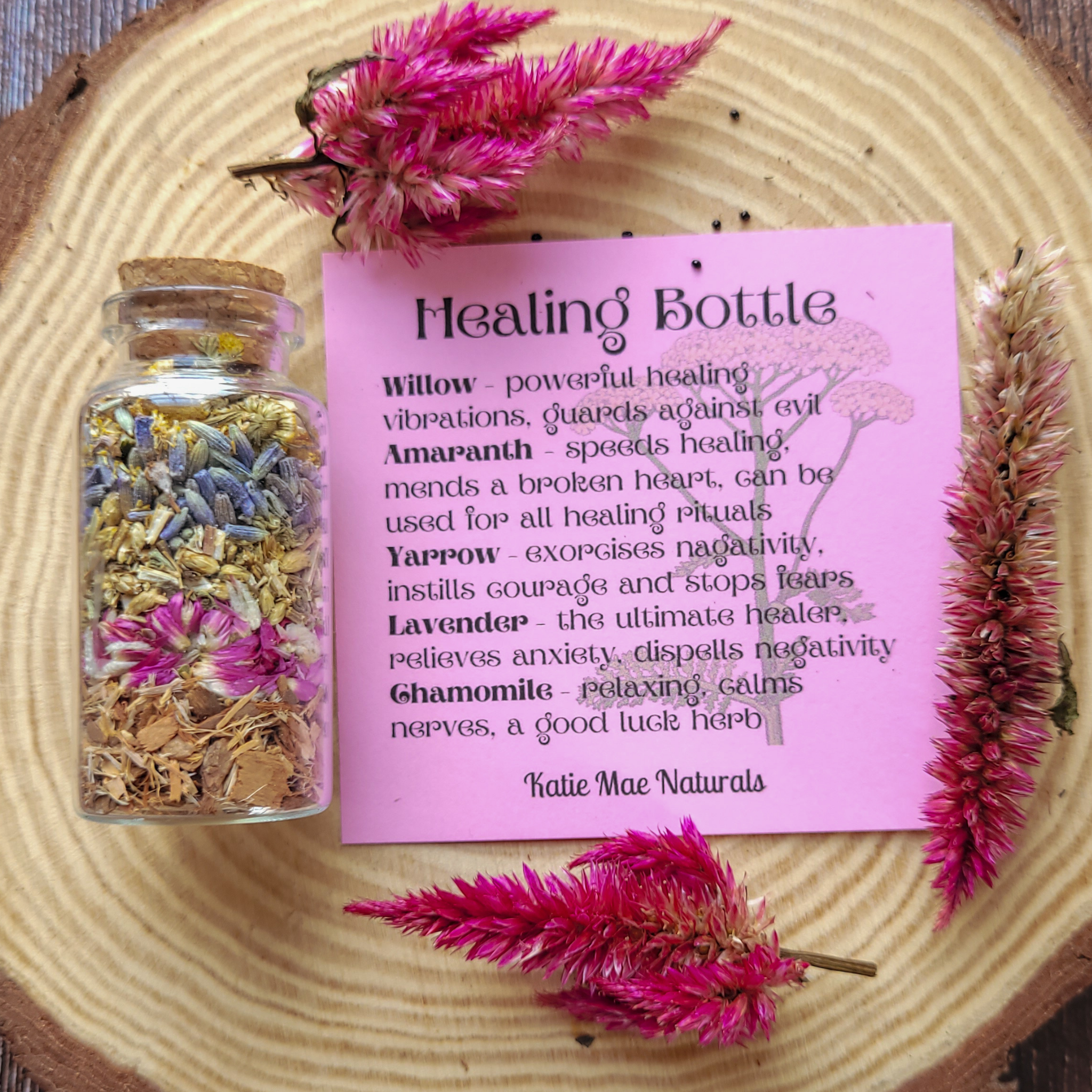 Healing Spell Bottle, Intention Setting for Healing and Calm