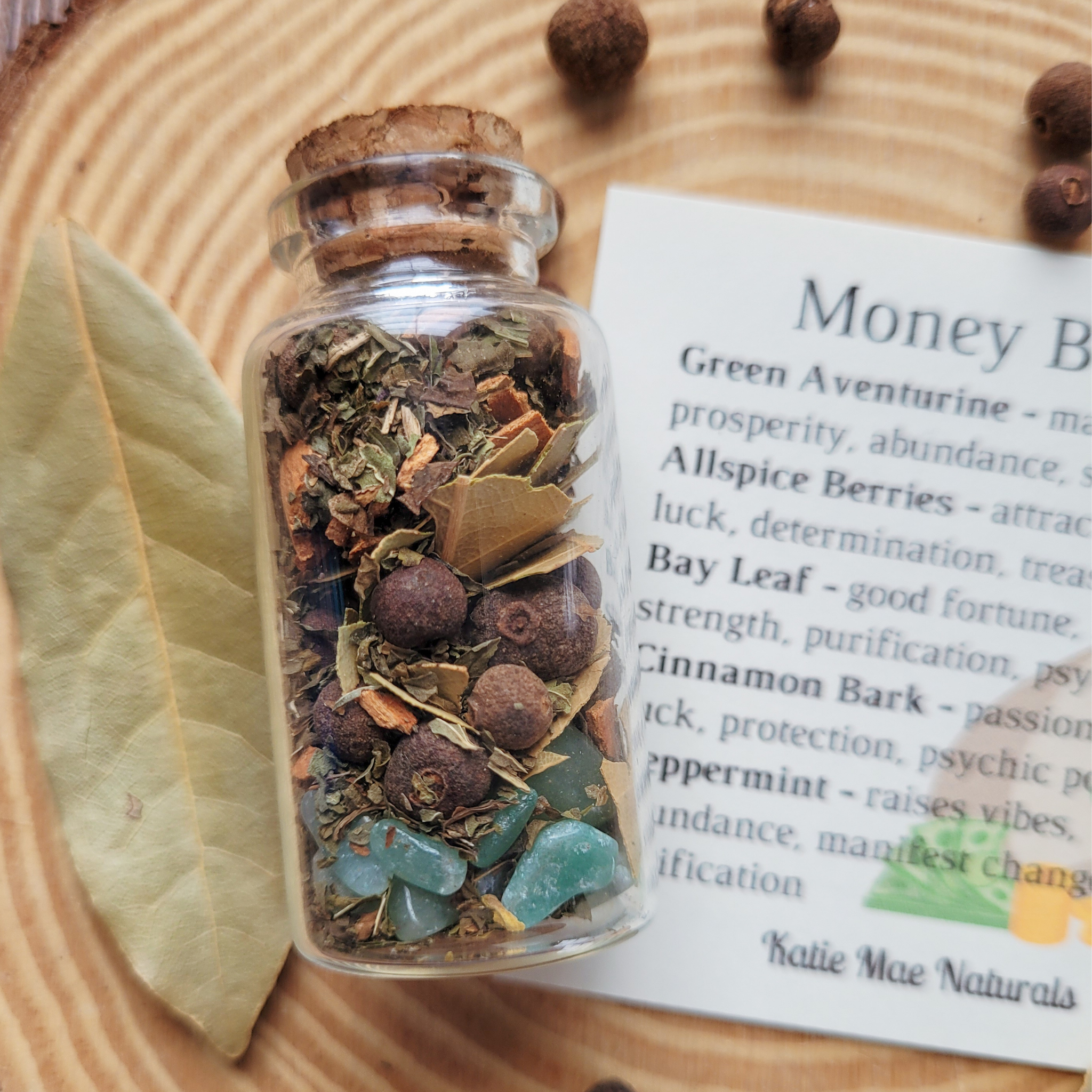 Money Spell Bottle, Herbs for Attracting Wealth and Abundance