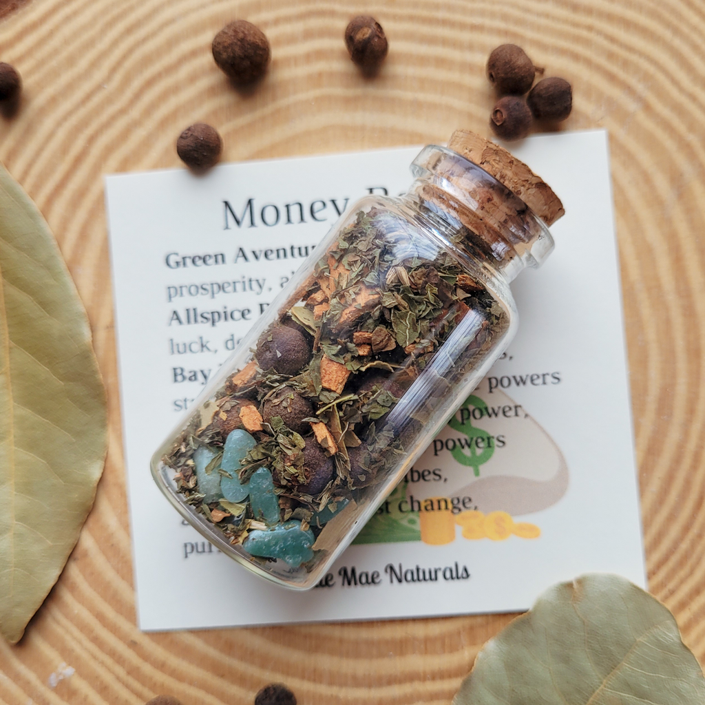 Money Spell Bottle, Herbs for Attracting Wealth and Abundance