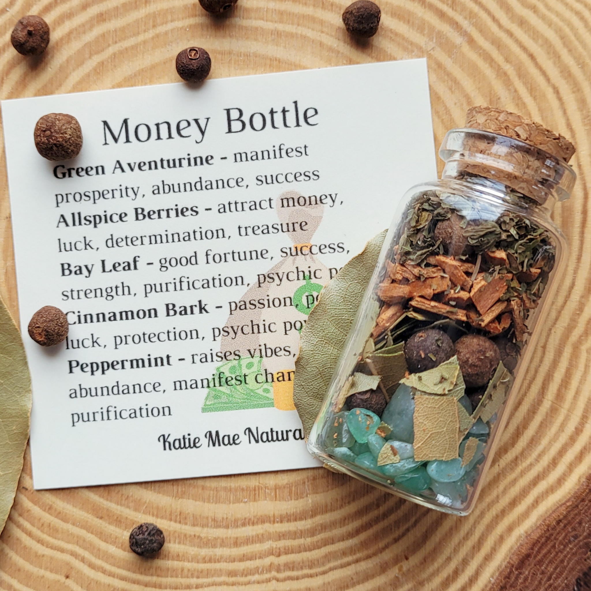Money Spell Bottle, Herbs for Attracting Wealth and Abundance