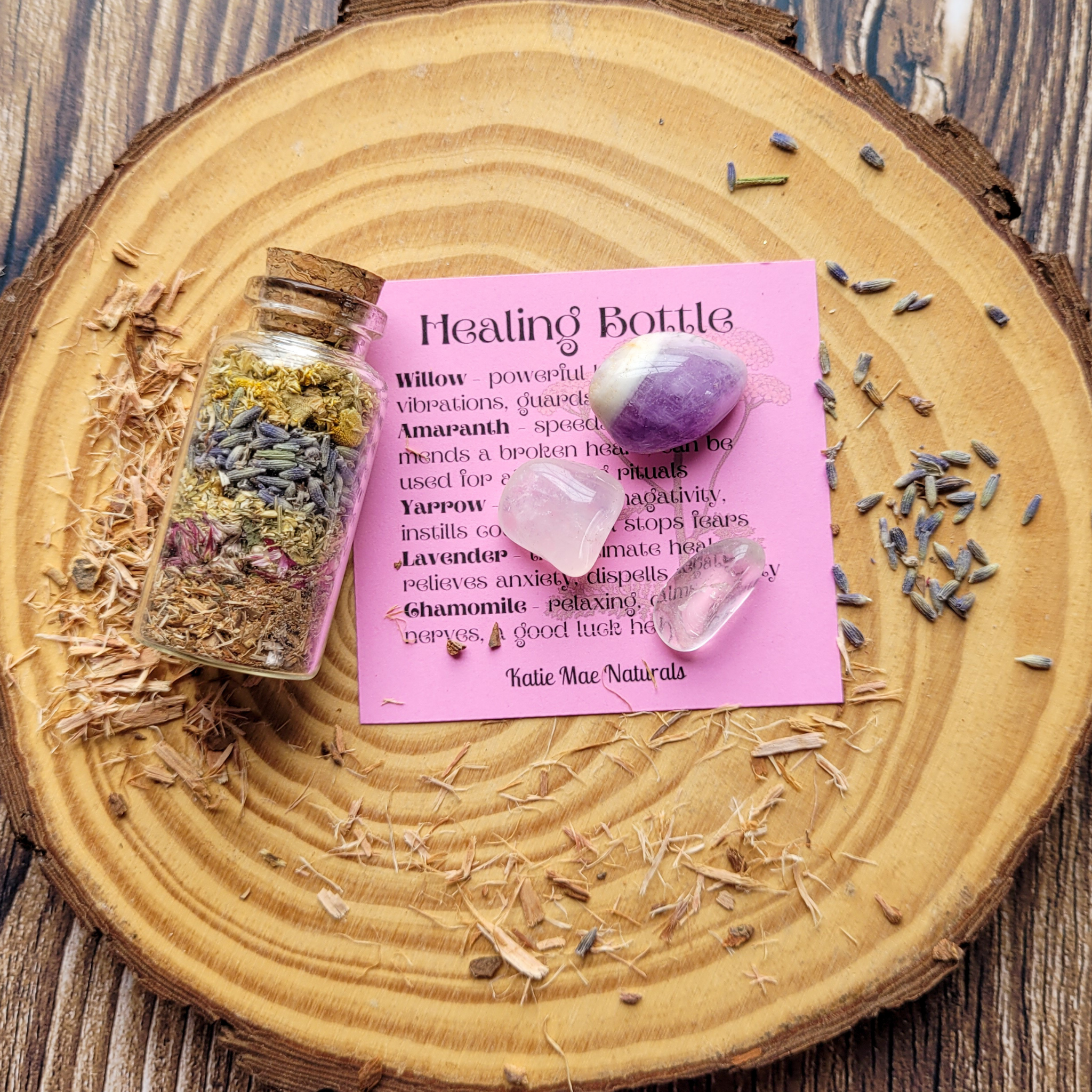 Healing Spell Bottle and Crystals Intention Setting Kit