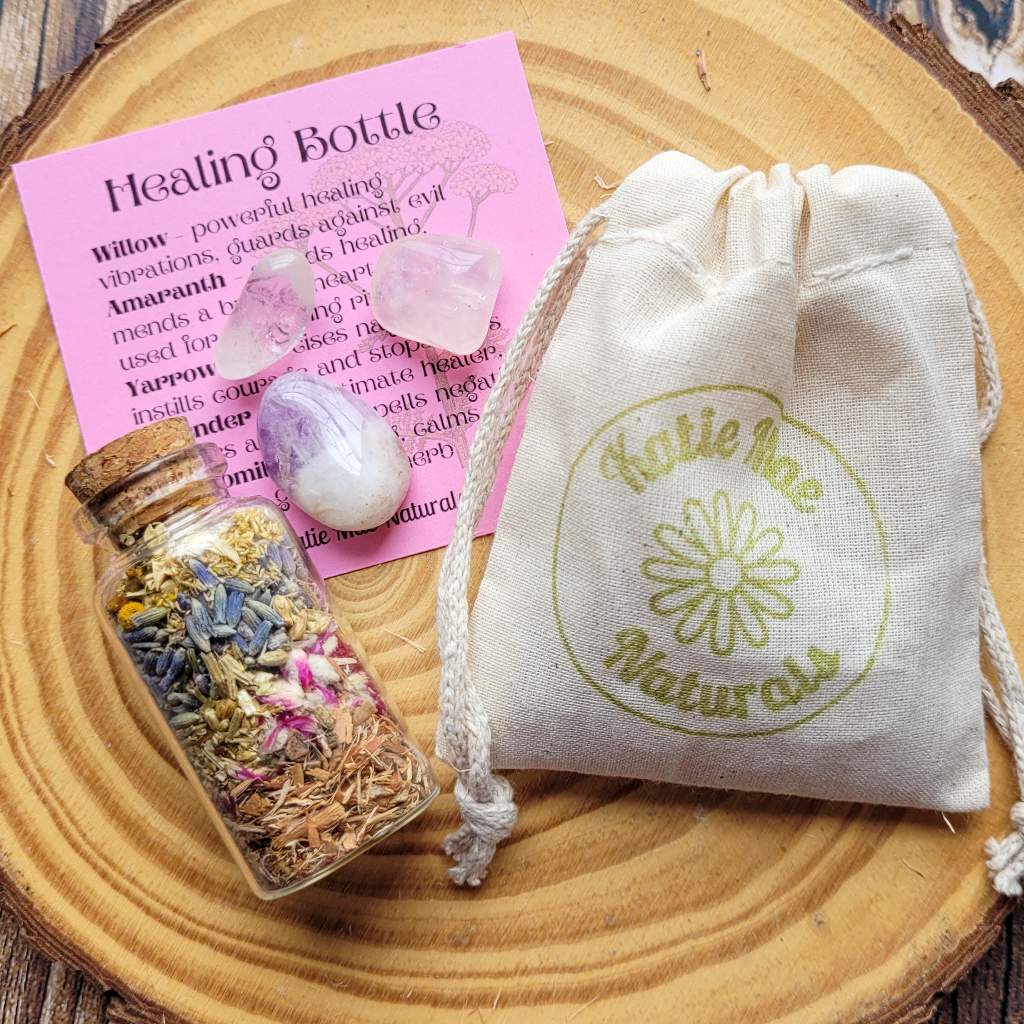 Healing Spell Bottle and Crystals Intention Setting Kit