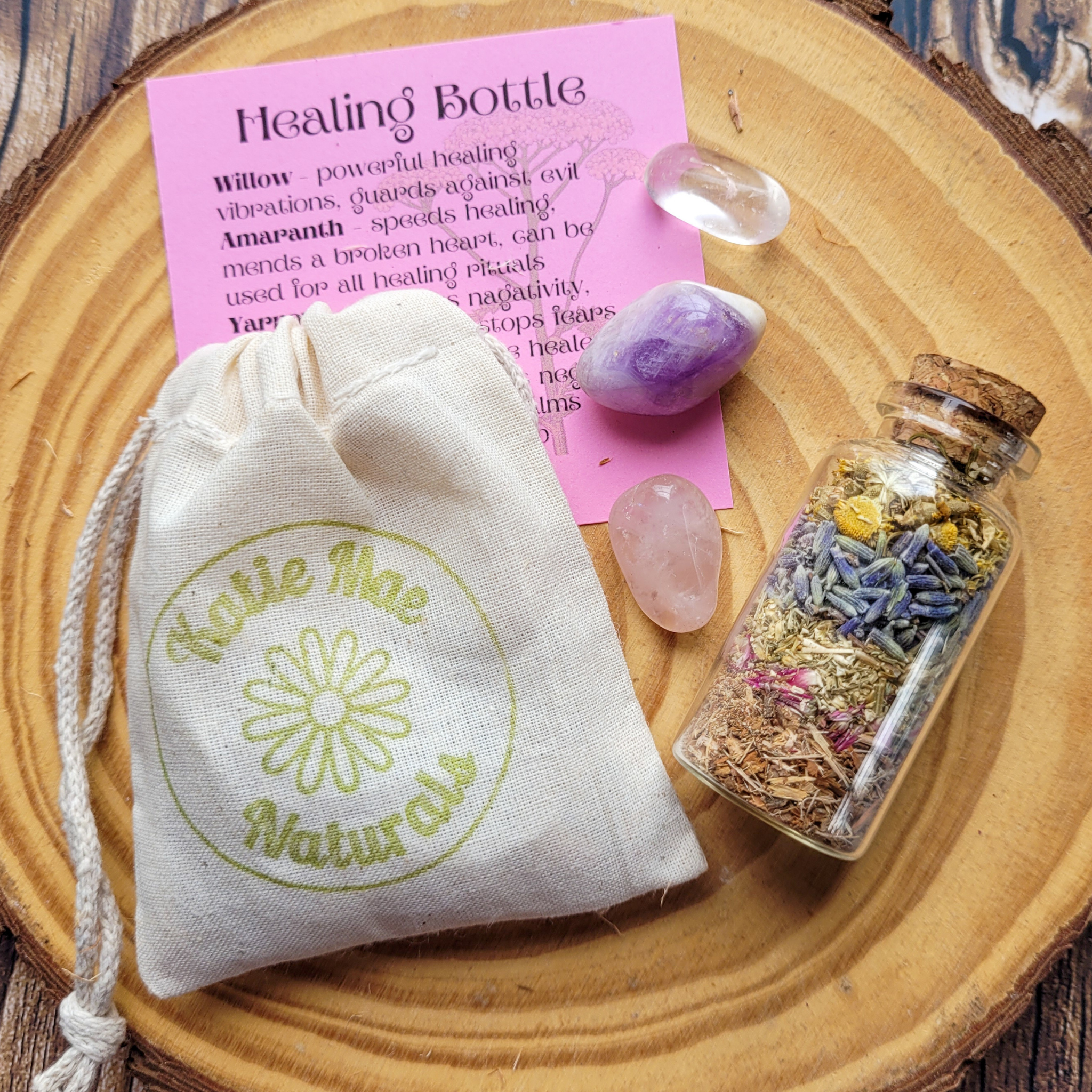 Healing Spell Bottle and Crystals Intention Setting Kit