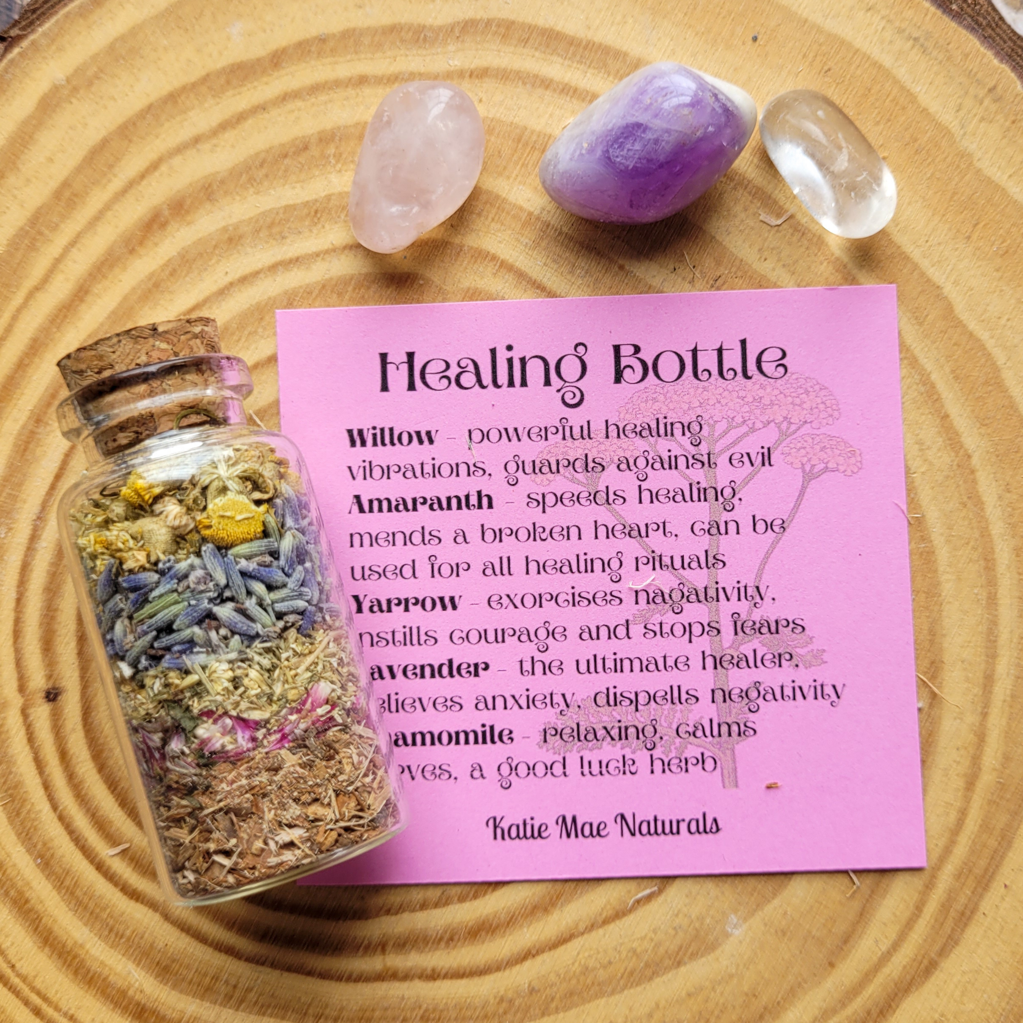 Healing Spell Bottle and Crystals Intention Setting Kit