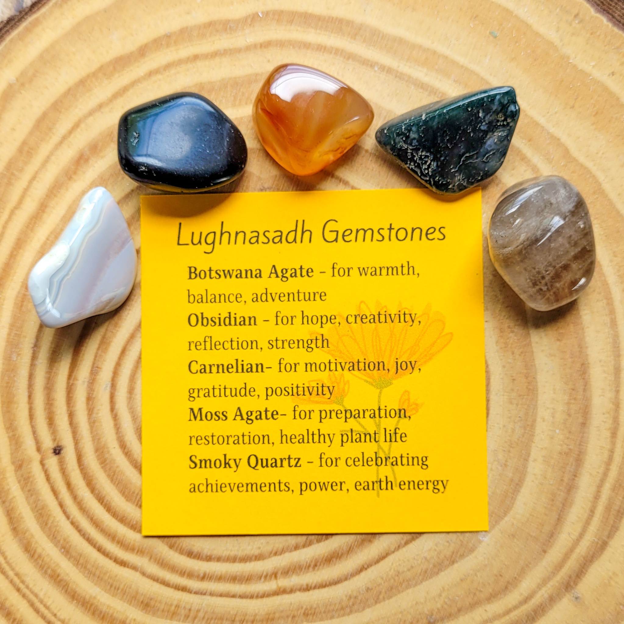 Lughnasadh Gemstone Set – Harvest Crystal Collection for Gratitude, Abundance & Grounding