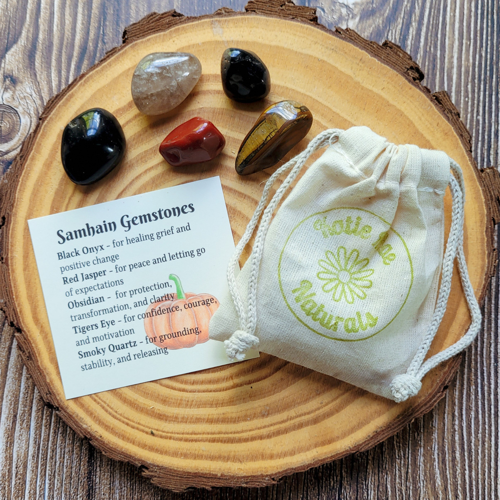 Samhain Gemstone Set – Autumn Ritual Crystal Collection for Protection, Reflection & Grounding