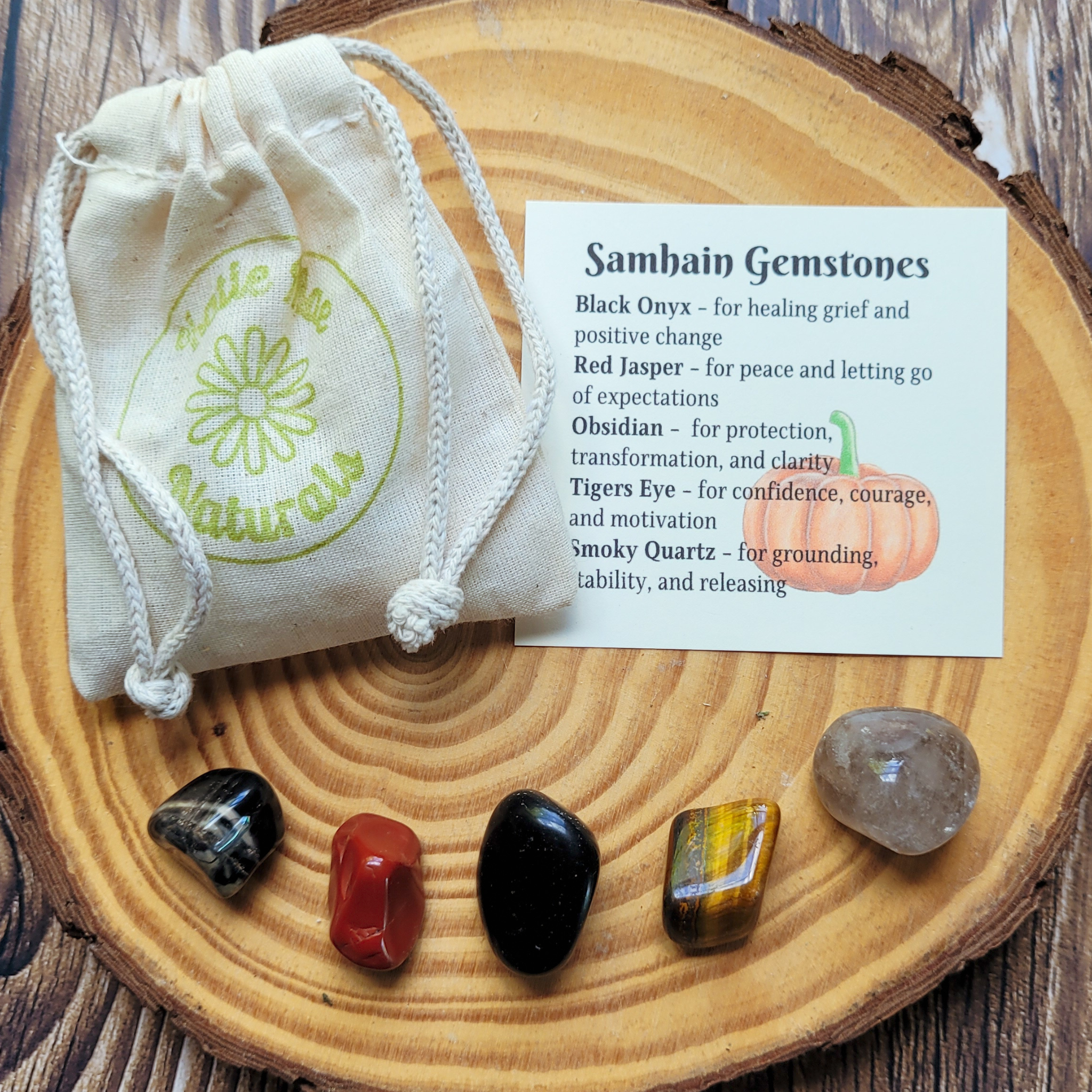 Samhain Gemstone Set – Autumn Ritual Crystal Collection for Protection, Reflection & Grounding