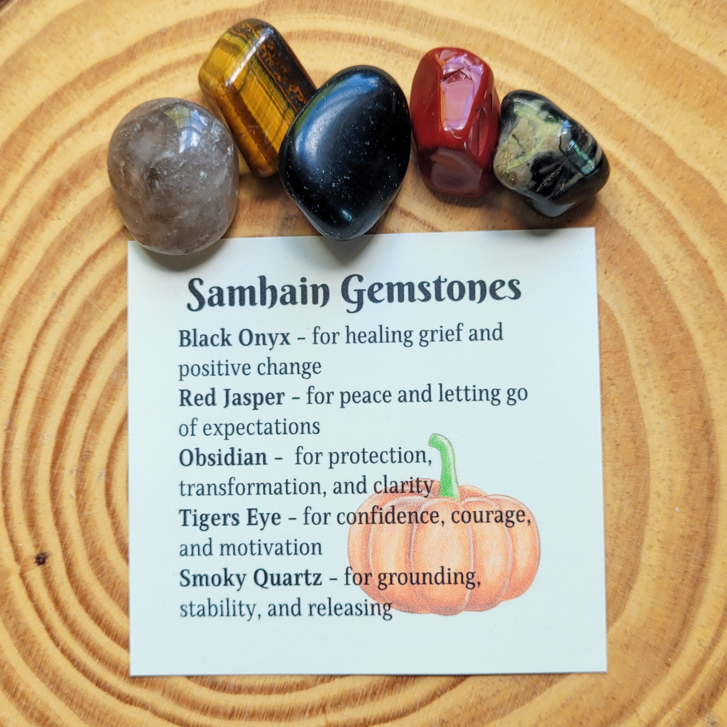 Samhain Gemstone Set – Autumn Ritual Crystal Collection for Protection, Reflection & Grounding