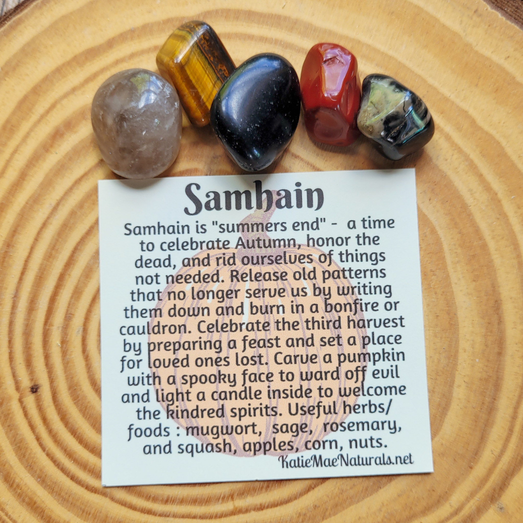 Samhain Gemstone Set – Autumn Ritual Crystal Collection for Protection, Reflection & Grounding