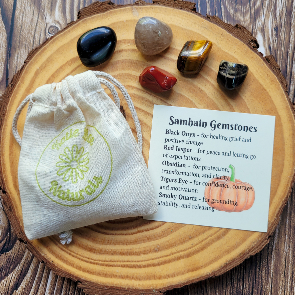 Samhain Gemstone Set – Autumn Ritual Crystal Collection for Protection, Reflection & Grounding