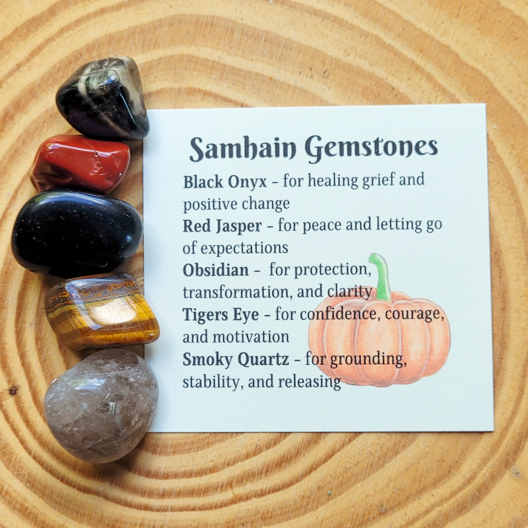 Samhain Gemstone Set – Autumn Ritual Crystal Collection for Protection, Reflection & Grounding