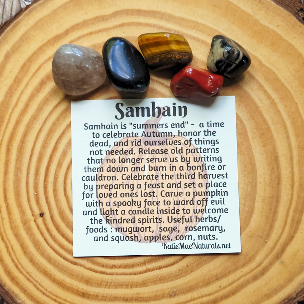 Samhain Gemstone Set – Autumn Ritual Crystal Collection for Protection, Reflection & Grounding
