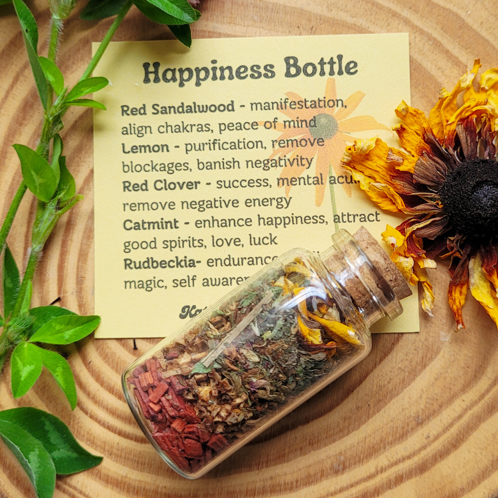 Happiness Spell Bottle, Intention Setting for Joy and Positivity