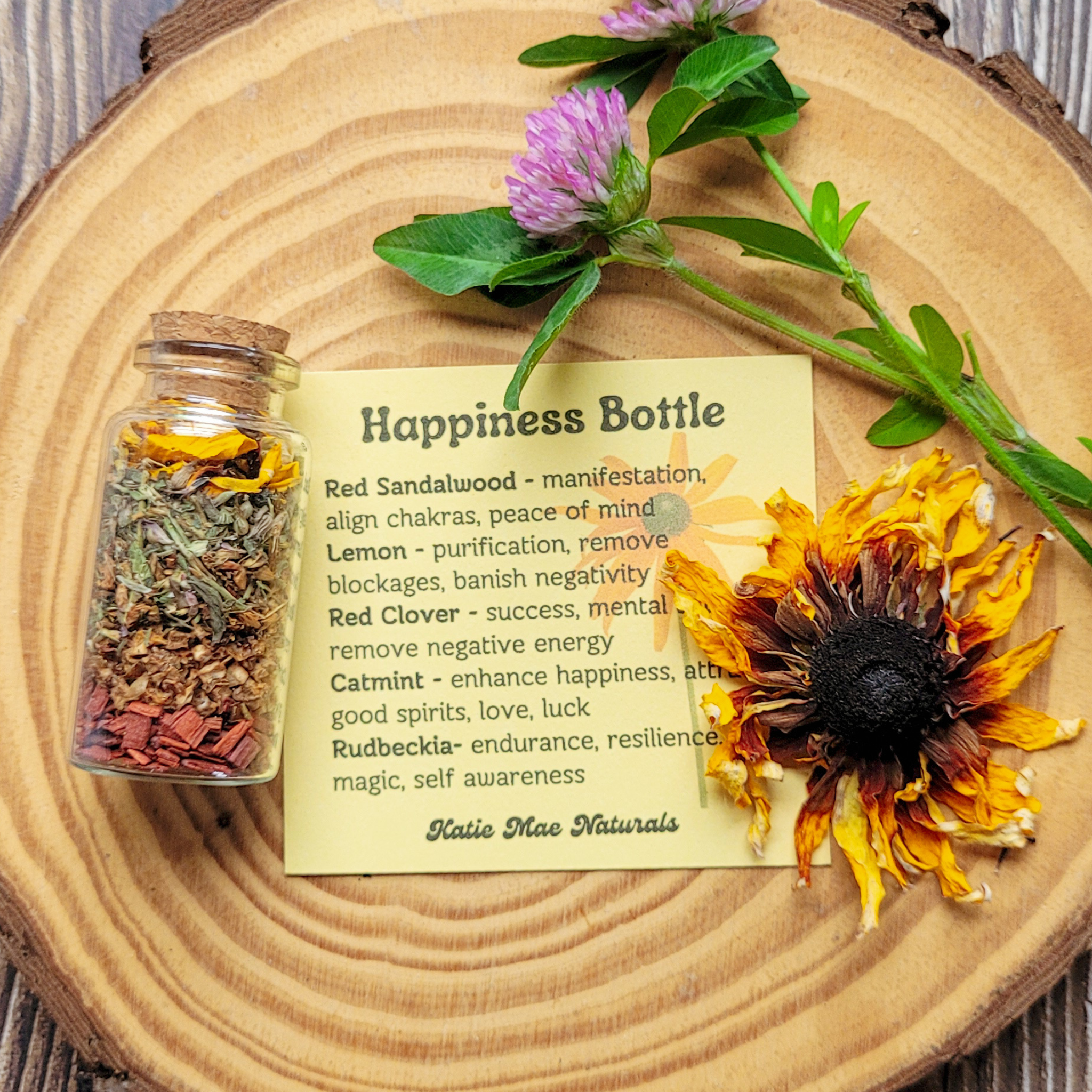 Happiness Spell Bottle, Intention Setting for Joy and Positivity