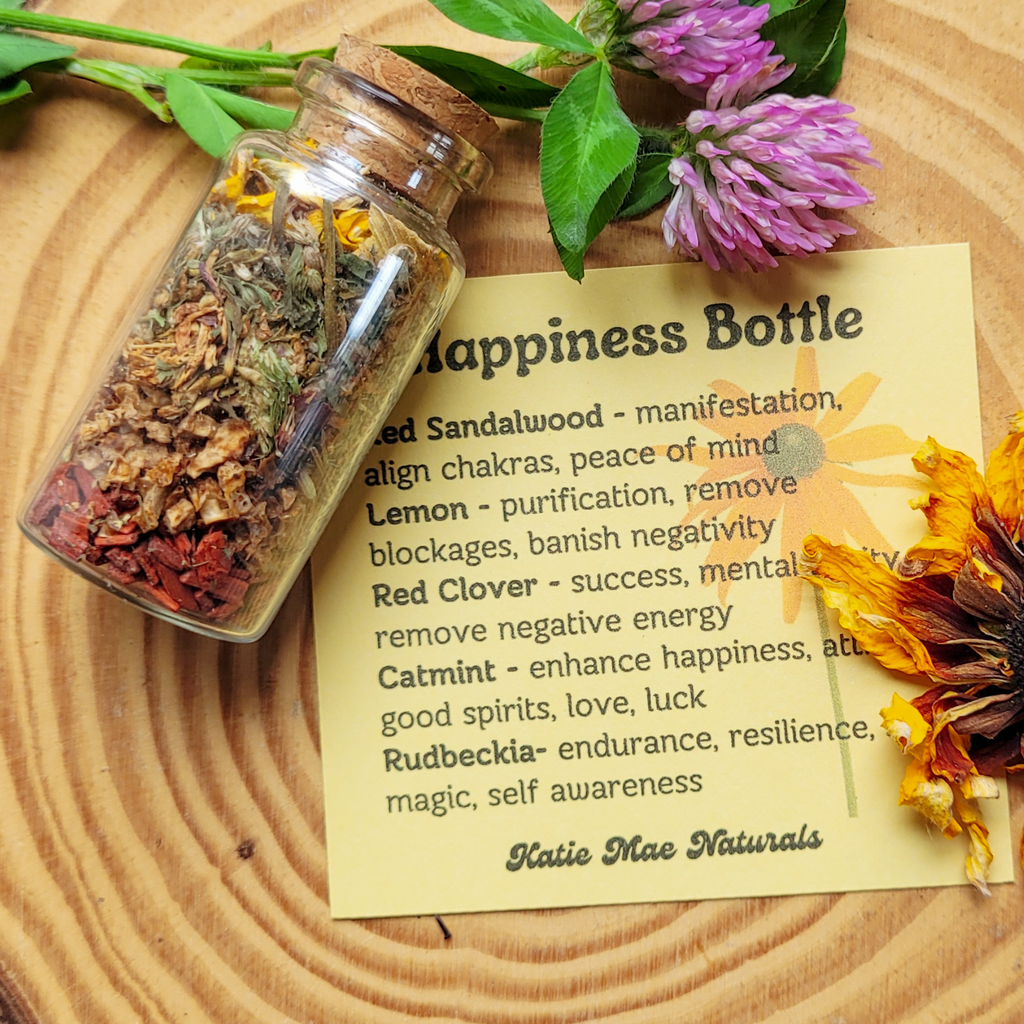 Happiness Spell Bottle, Intention Setting for Joy and Positivity