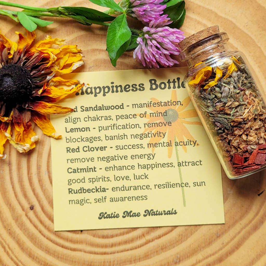 Happiness Spell Bottle, Intention Setting for Joy and Positivity