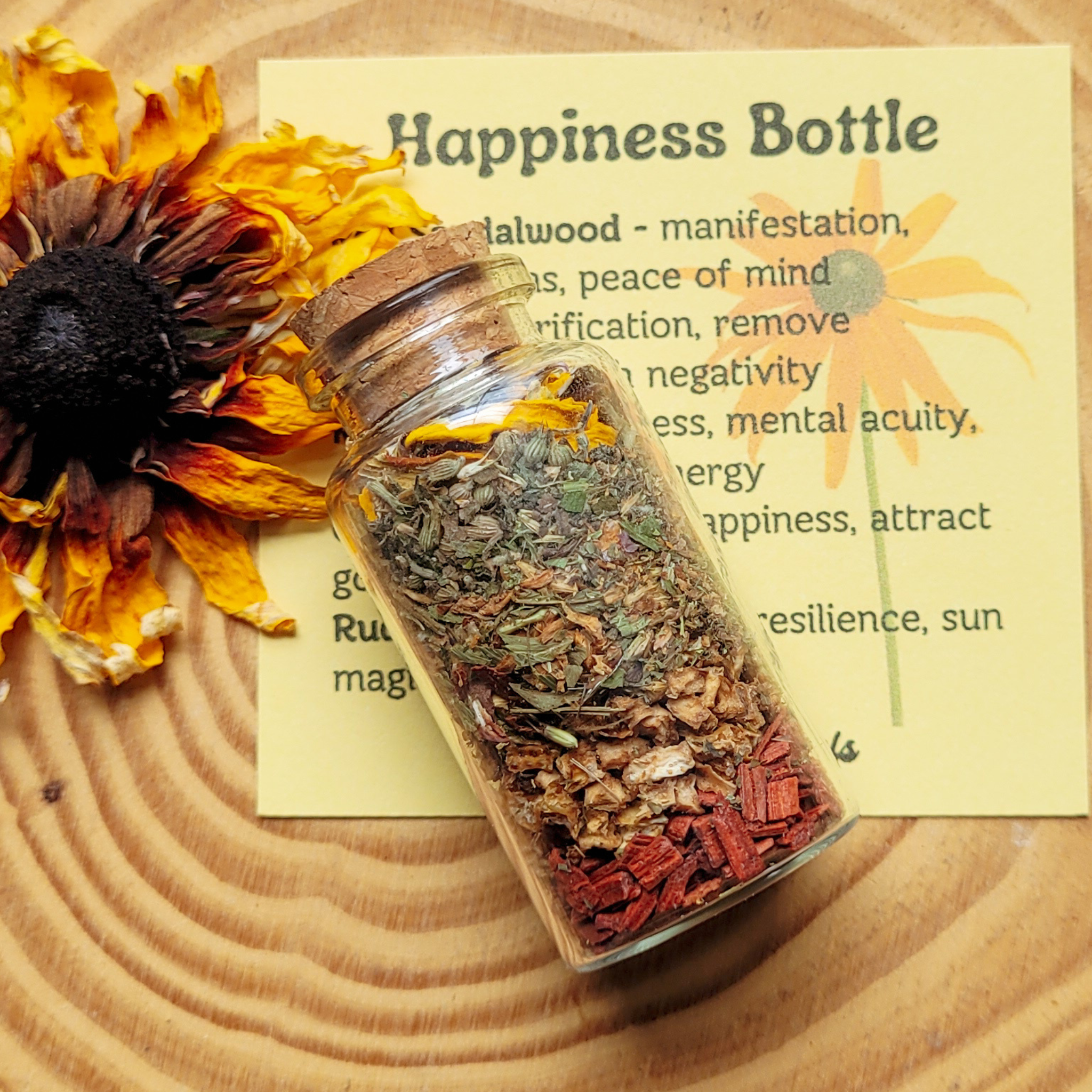 Happiness Spell Bottle, Intention Setting for Joy and Positivity