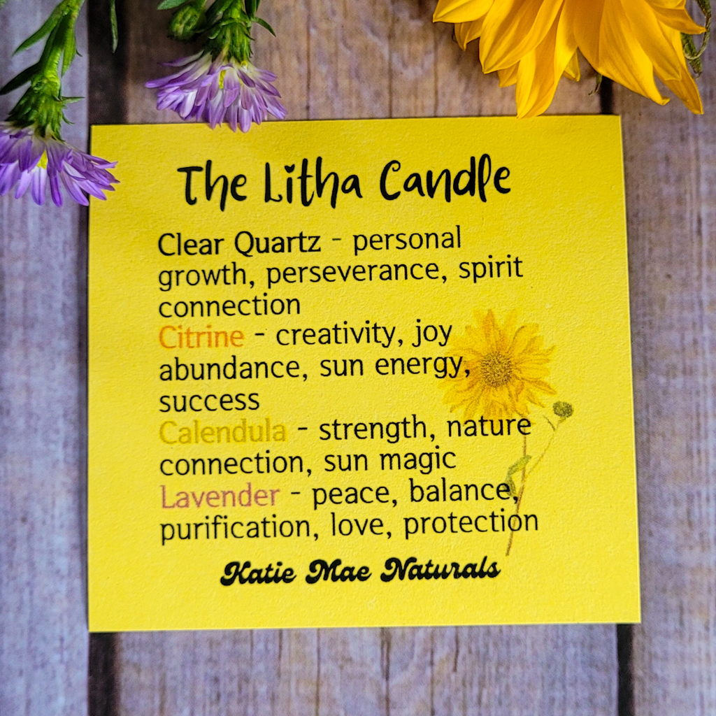 Litha Ritual Candle – Floral Summer Solstice Soy Candle for Sun Energy, Joy & Seasonal Celebration