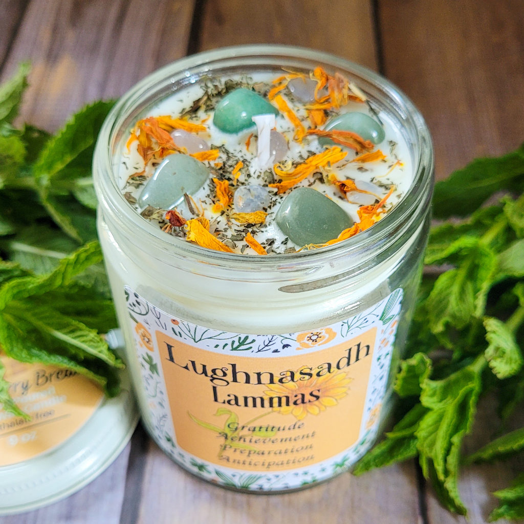 Lughnasadh Ritual Candle – Blackberry Bread Soy Candle for Harvest, Gratitude & Late Summer Rituals