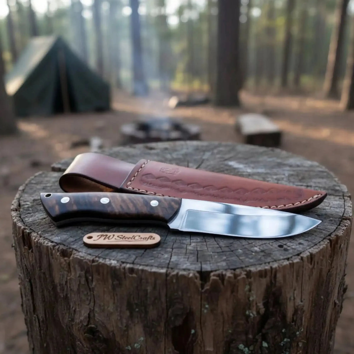 Drop Point Rosewood Hunting Knife 8" Carbon Steel Blade Rosewood Handle