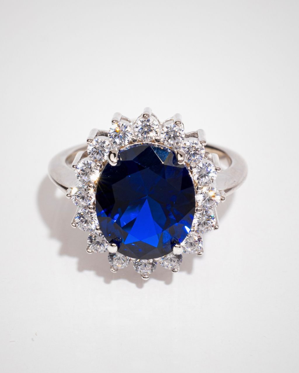 Sterling Silver Sapphire Halo Ring