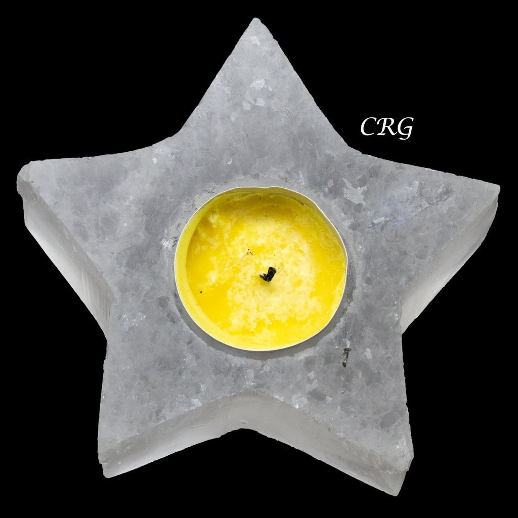 Selenite 5-Point Star Candle Holder 4 inches (1 Piece)