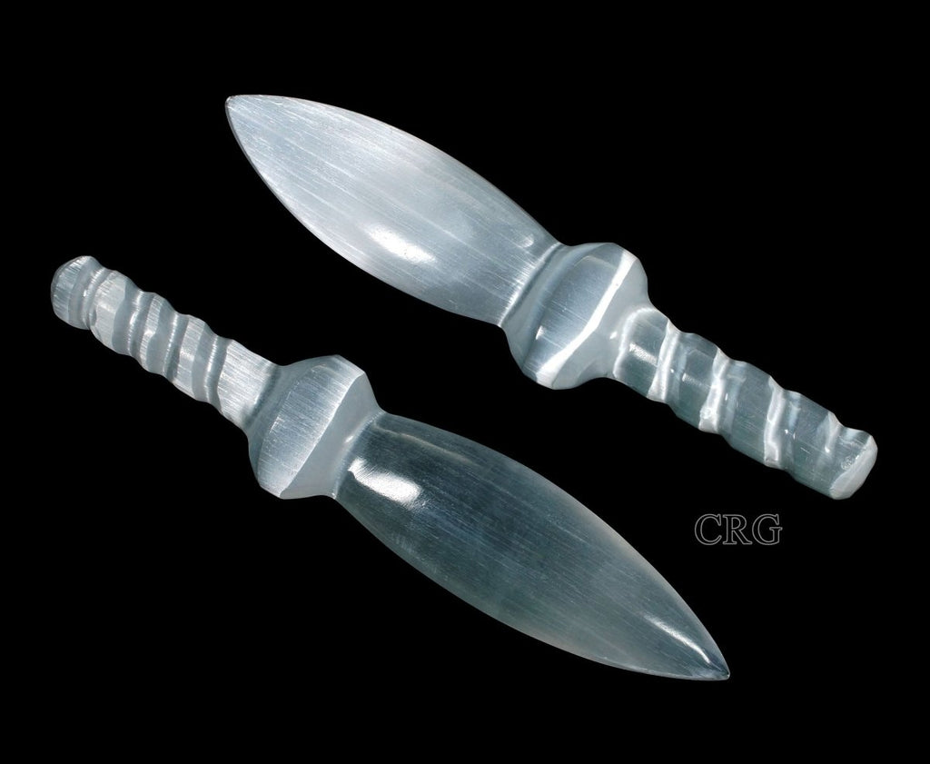 Selenite Dagger with Spiral Handle 7.5 To 8.5 (1 Piece)