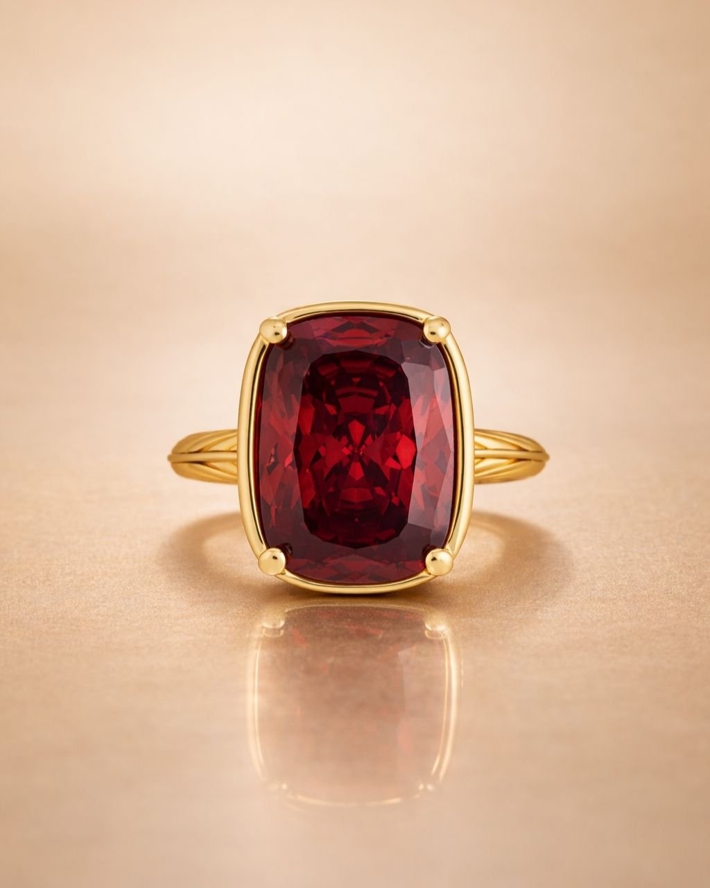 Sterling Silver Elongated Cushion Garnet CZ Cocktail Ring