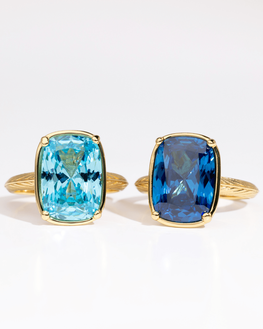 Sterling Silver Elongated Cushion Sapphire CZ Cocktail Ring