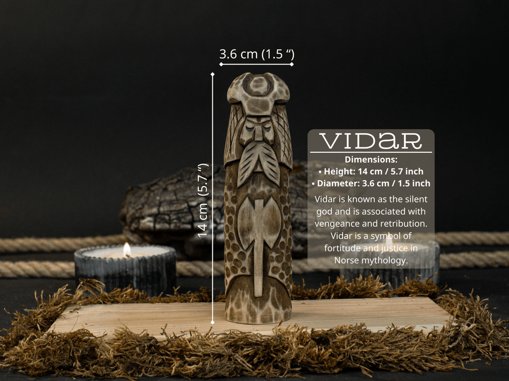 Vidar Figurine – 14 cm (5.7 inches) Hand-Carved Wooden Statue of the Norse God of Vengeance