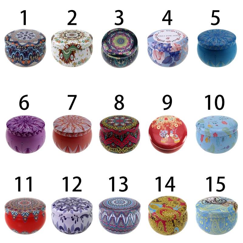 Vintage Flower Candle Tin Jars DIY Candle Candle Jars for Making Candles Bulk Tin Cans For Candle Making Colorful Round Metal Containers for Home Storage Arts & Crafts Making Holder Case for Dry Storage Spices Camping Party Favor and Sweets Gifts Box