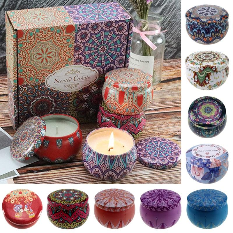 Vintage Flower Candle Tin Jars DIY Candle Candle Jars for Making Candles Bulk Tin Cans For Candle Making Colorful Round Metal Containers for Home Storage Arts & Crafts Making Holder Case for Dry Storage Spices Camping Party Favor and Sweets Gifts Box