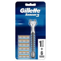 Gillette Sensor 3: Smooth Shave Manual Razor with 6 Blades - Sensitive Skin, Close Cut, Effortless Grooming
